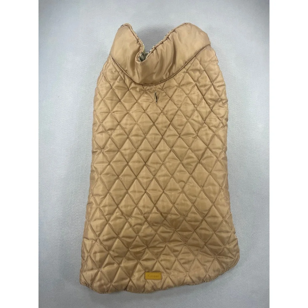 Kuoser Reversible Dog Vest Quilted Plaid Pet Coat Tan Yellow XXL